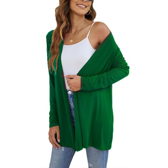 Women's Lightweight Open Front Cardigan Long Sleeve Casual Soft Drape Fall - Picture 5 of 7